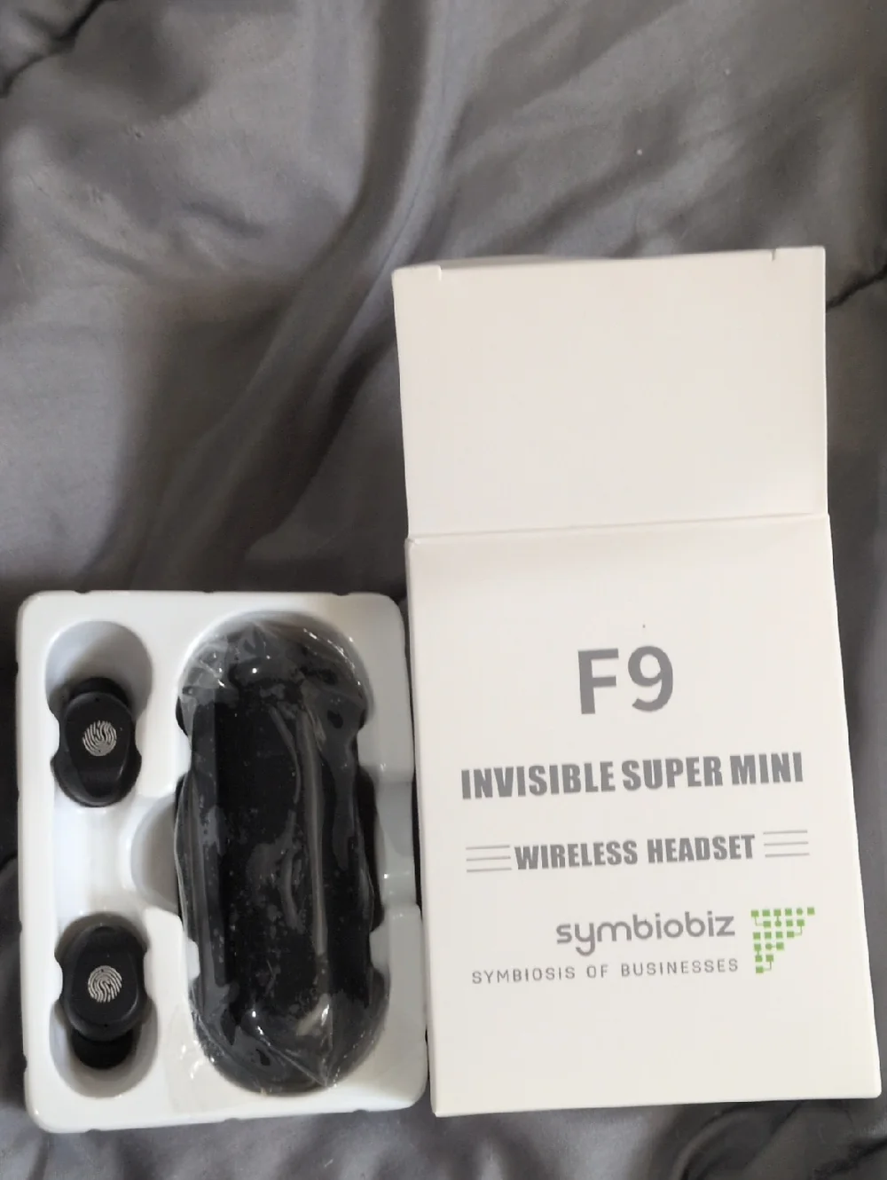 F9 Invisible Super Mini Wireless Headset - Black